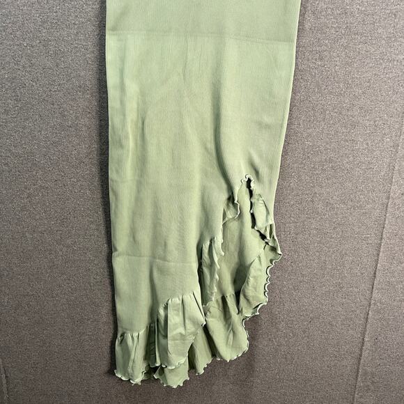 OQQ Dress Ribbed Halter Neck Fashion Tank Tops Dresses Ruffle Side Green Size M - Picture 4 of 6